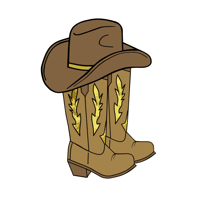 COWGIRL Western Cowboy Boots Brown Gold - Rodeo Art by SartorisArt1