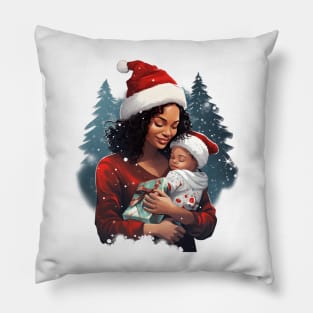 Afrocentric Mother & Child Christmas Pillow