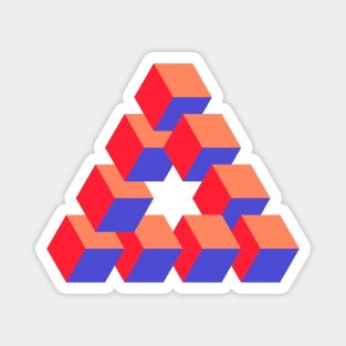 Optical illusion triangle #10 - red, peach & blue Magnet