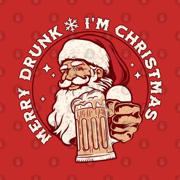 Merry Drunk I'm Christmas - Santa Claus Xmas Drinking by OrangeMonkeyArt