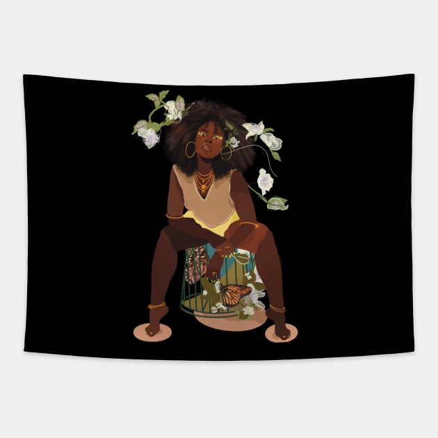 Afro girl Tapestry by Brooke Danaher Art 