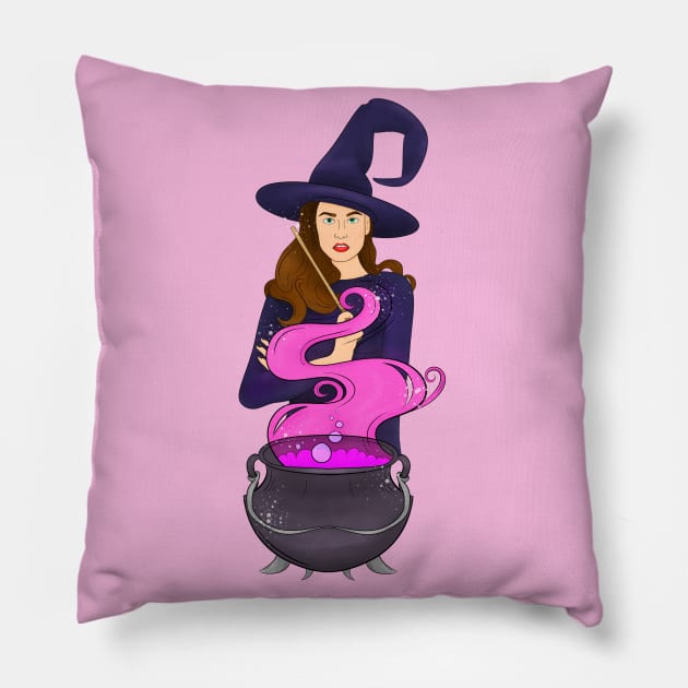Witch Brewing Potions Pillow by ShutterStudios
