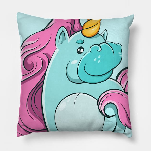 Funny unicorn Pillow by BlackOwl