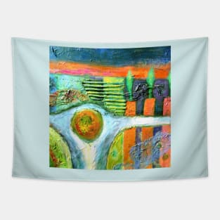 colourful abstract in blue, green and orange Tapestry