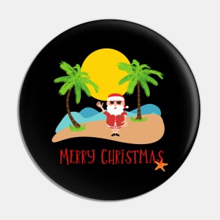 Merry Christmas Australian Beach Santa Pin