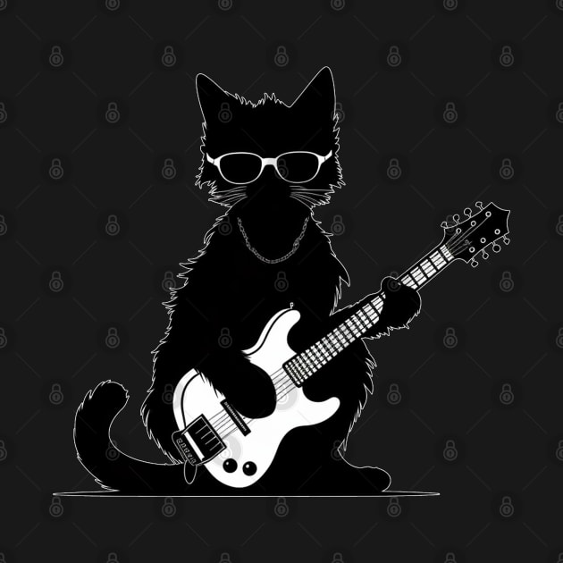 Cat playing guitar by Onceer