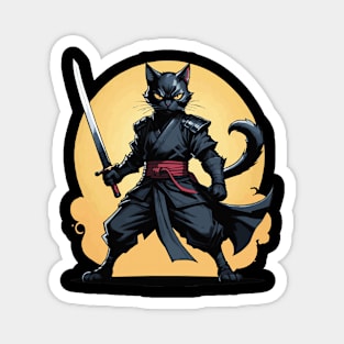 Shadow Sentinel: Red and Black Ninja Cat Magnet