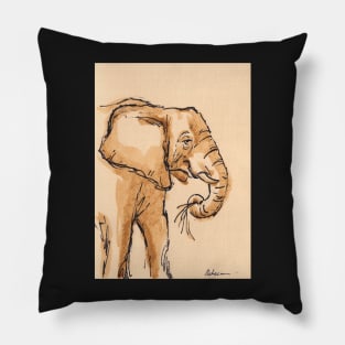 Breakfast - Elephant #28 Ink Wash Painting Pillow