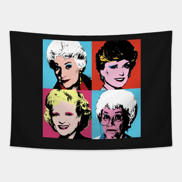 Golden Warhol Girls Tapestry by RetroFreak