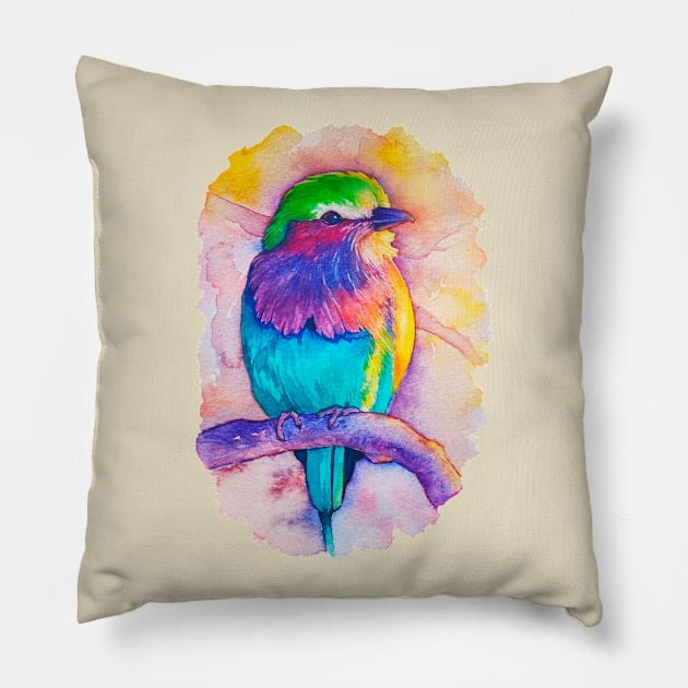 The watercolor bird Pillow by LilianaTikage