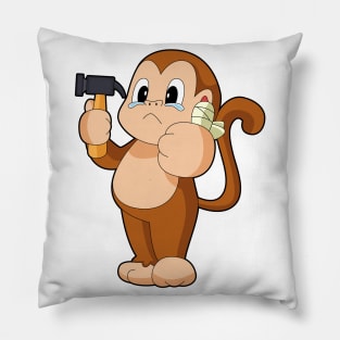 Monkey Handyman Hammer Pillow