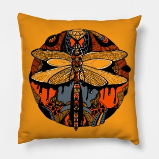 Orangrey Circle of the Dragonfly Pillow