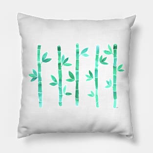 Watercolor Bamboo Pattern - Mint Green Pillow