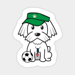 Funny white dog is a soccer coach Magnet