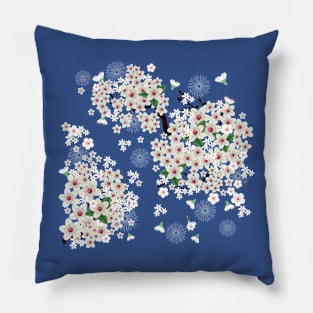 Spring in Tokyo_Blue Background Pillow