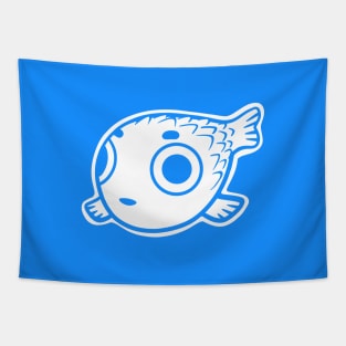 Stylized minimalist design of a cute Puffer fish. Tapestry