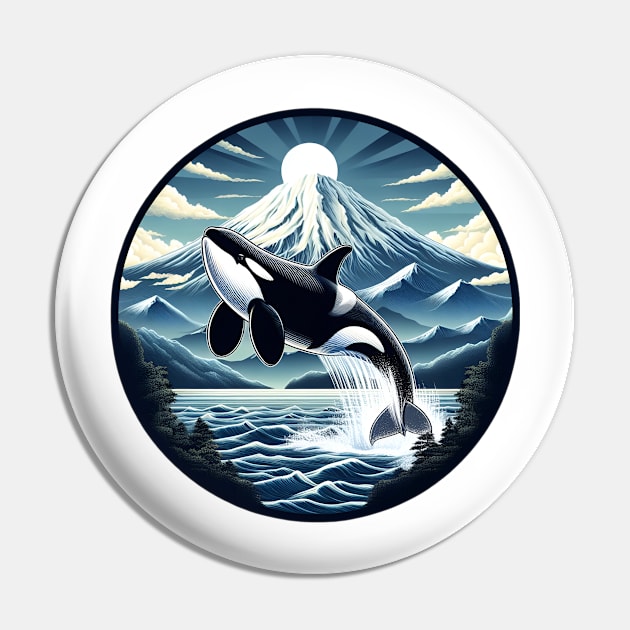 Orca in Japan Pin by Teeeshirt