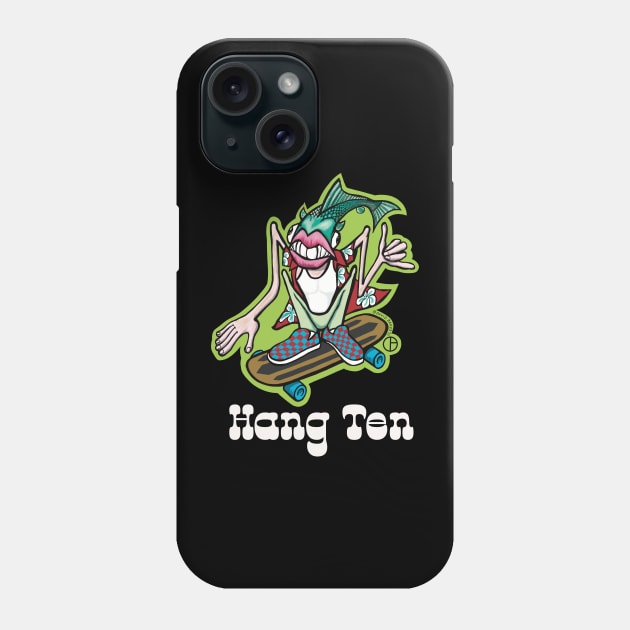 Hang Ten Fish Head Phone Case by Art from the Blue Room