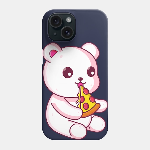 Cute polar bear eating pizza Phone Case by Ardhsells