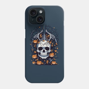 Halloween Skull and Pumpkins Phone Case