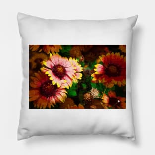 Fall Flowers In Impasto Pillow