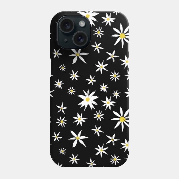 Daisy on black Phone Case by crumpetsandcrabsticks