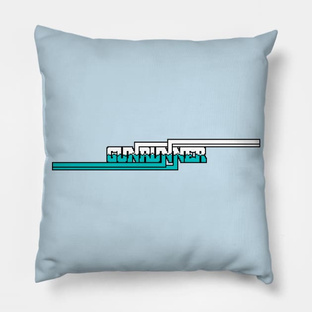 Gun Runner 8 bit Art Pillow by 8 Fists of Tees