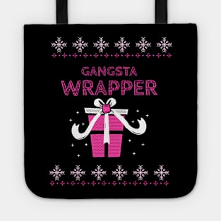 Gangsta Wrapper Snowflake Pink Christmas Present with White Bow Tote