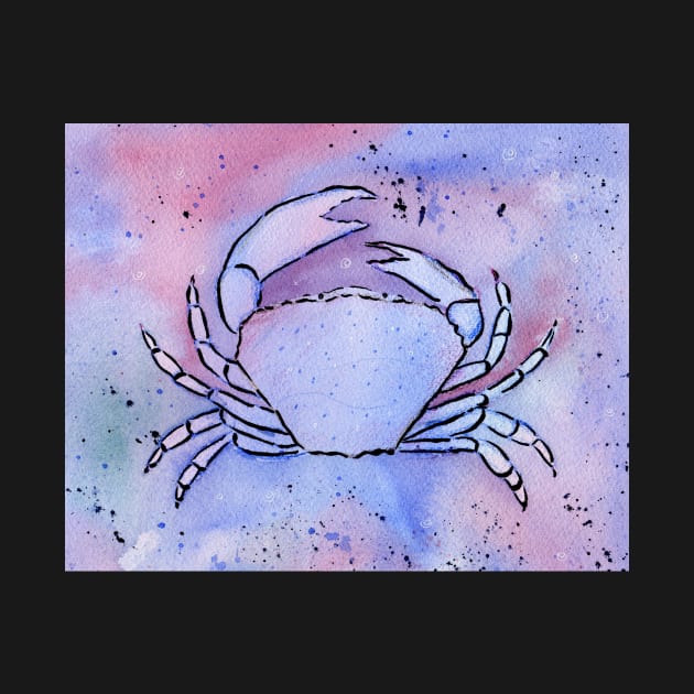 Crab Watercolor Mixed Media Art by Sandraartist