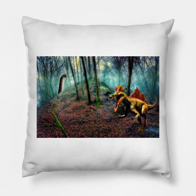 Spinosaurus Dinosaur Pillow by JimDeFazioPhotography