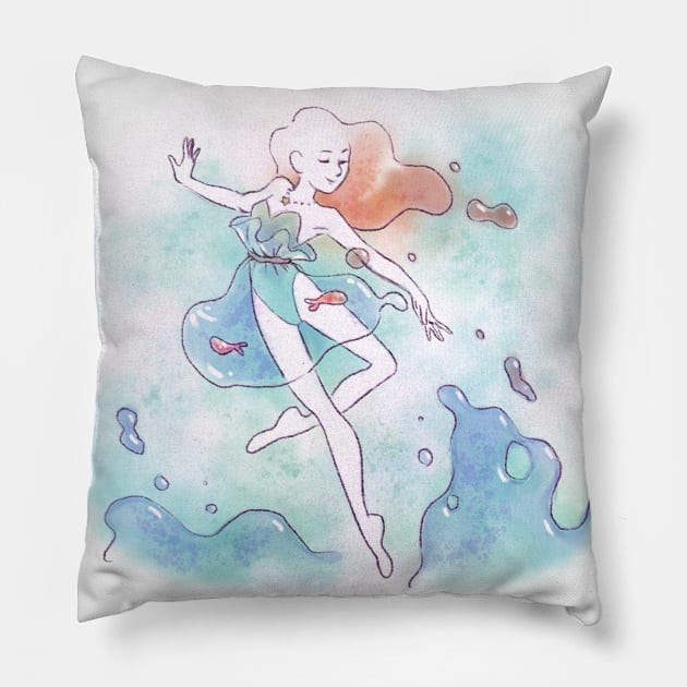 Sea ballet Pillow by ginaromoart