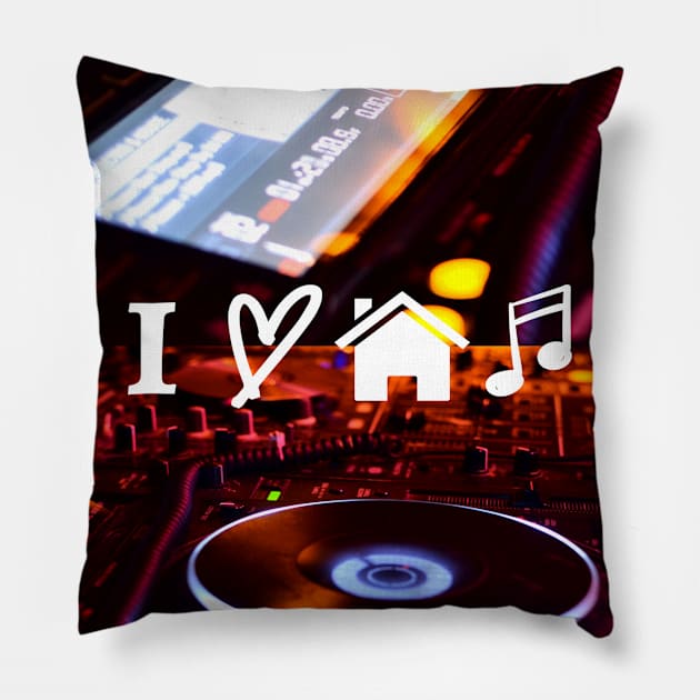 I Heart House Music Pillow by infinitemusicstudios