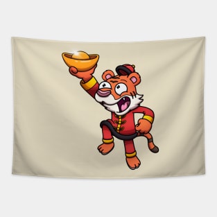 2022 Chinese New Year Tiger With Gold Piece Tapestry