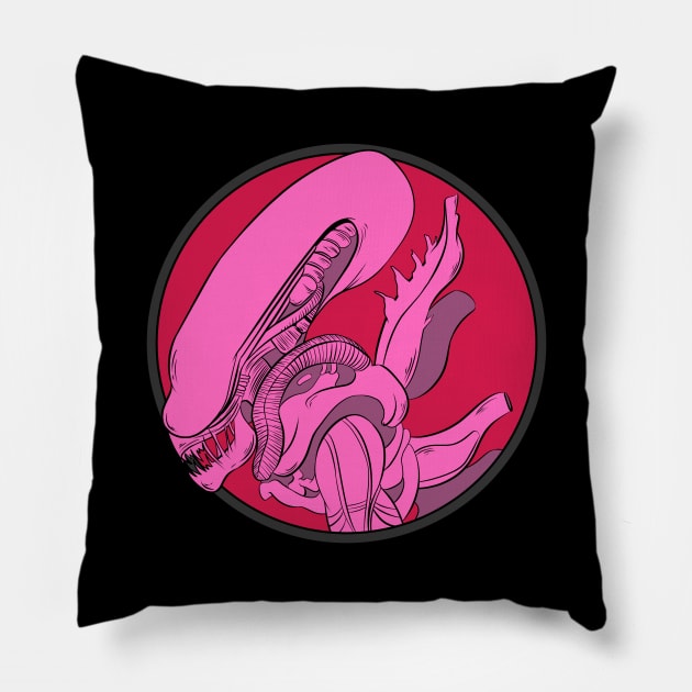 Alien Xenomorph Red Pillow by DonCorgi