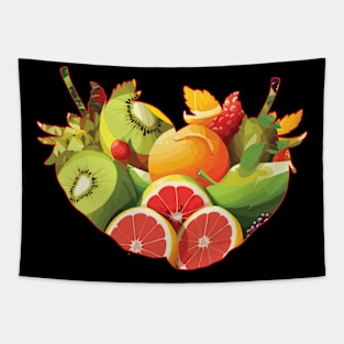 Strawberry Shape Filled By Other Fruits Tapestry