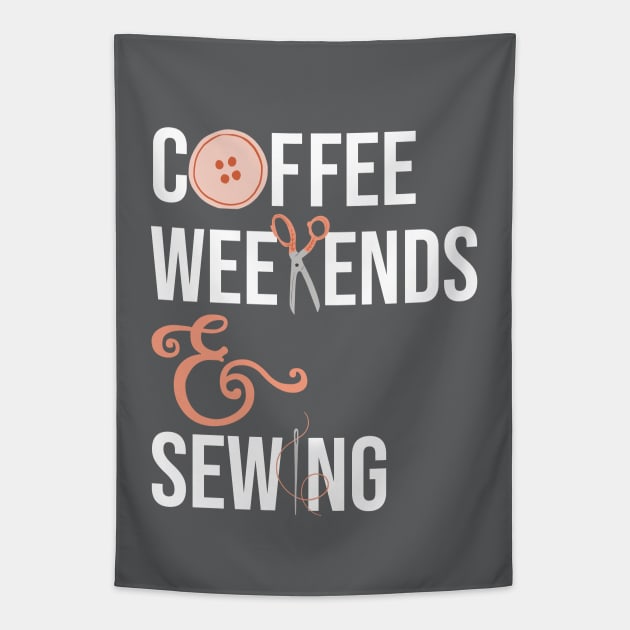 Coffee Weekends & Sewing Tapestry by figandlilyco