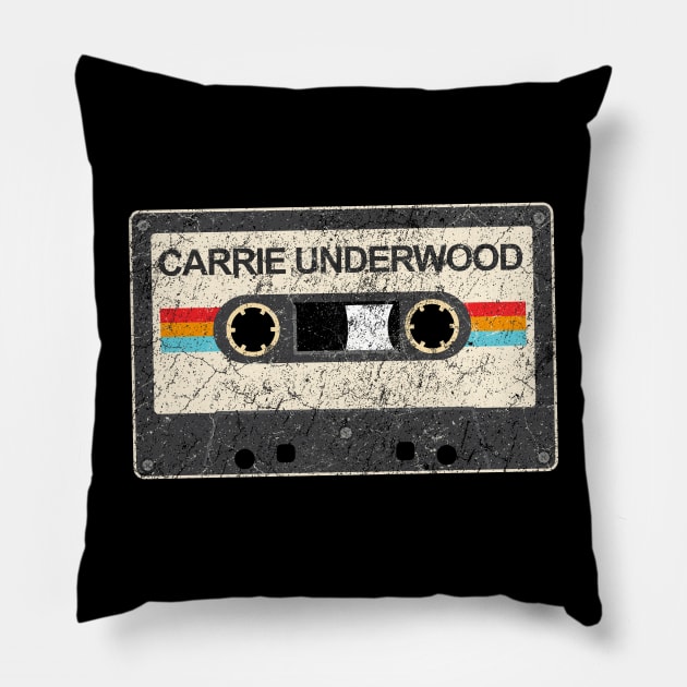 kurniamarga vintage cassette tape Carrie Underwood Pillow by kurniamarga.artisticcolorful