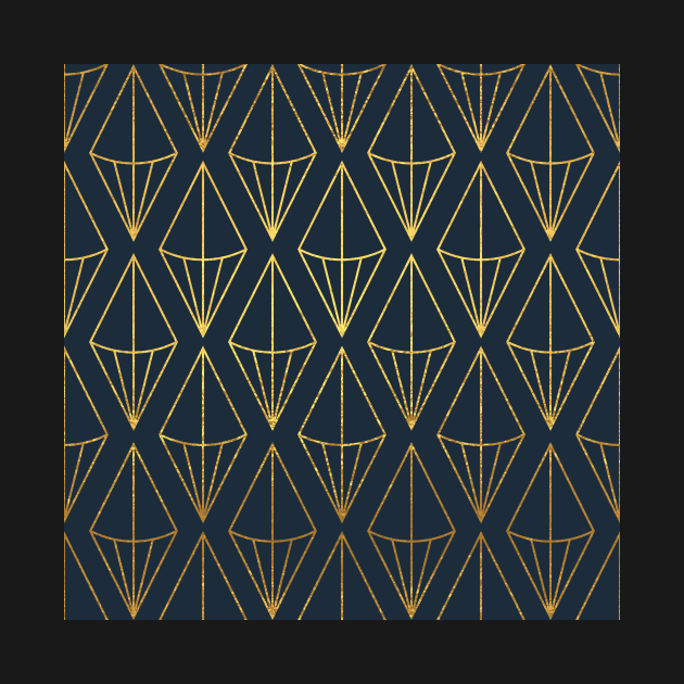 Gold & Navy Art Deco Pattern by Blue-Banana