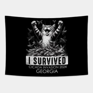 Georgia Cicada Invasion Survivor Funny Cat Tapestry