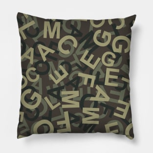 Green Letter Camouflage Pattern Pillow