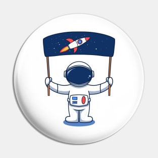 Astronaut Holding Space Flag Pin