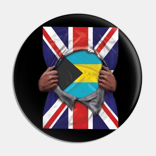 Bahamas Flag Great Britain Flag Ripped - Gift for Bahamian From Bahamas Pin by Country Flags