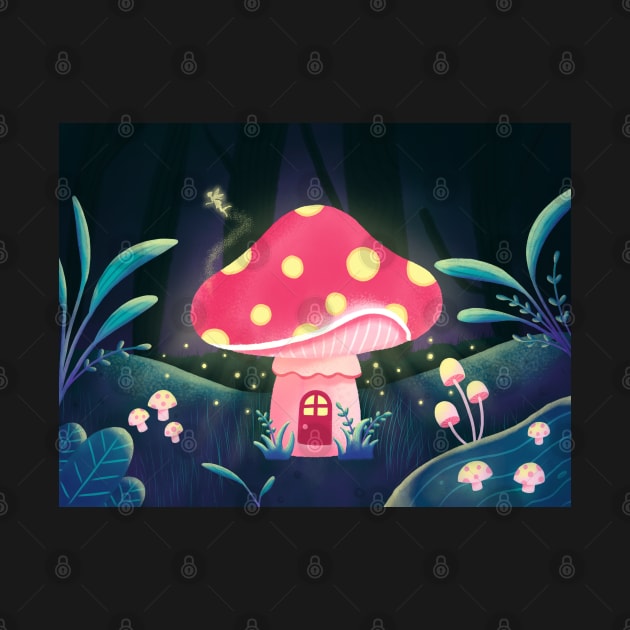 Mushroom House in a Magical World by lisanisafazrin