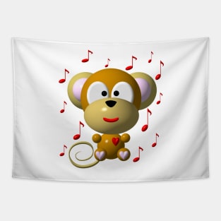 Cute Musical Monkey Tapestry