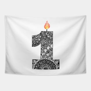 Zentangle 1st Birthday Candle Tapestry