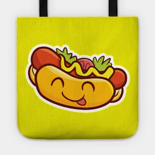 Kawaii smiling hot dog Tote