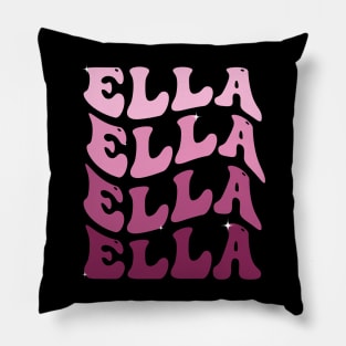 Ella First Name Personalized Retro Groovy Birthday Pillow