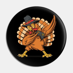 Funny Dabbing Turkey Holding A Joystick Thanksgiving Day Pin