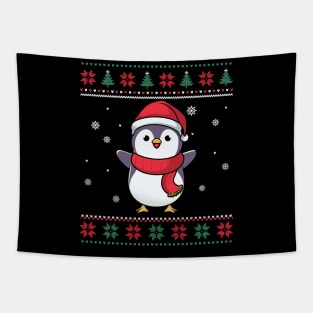 Christmas Penguin ugly christmas sweater Tapestry
