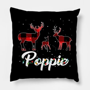 Poppie Reindeer Plaid Pajama Shirt Family Christmas Pillow